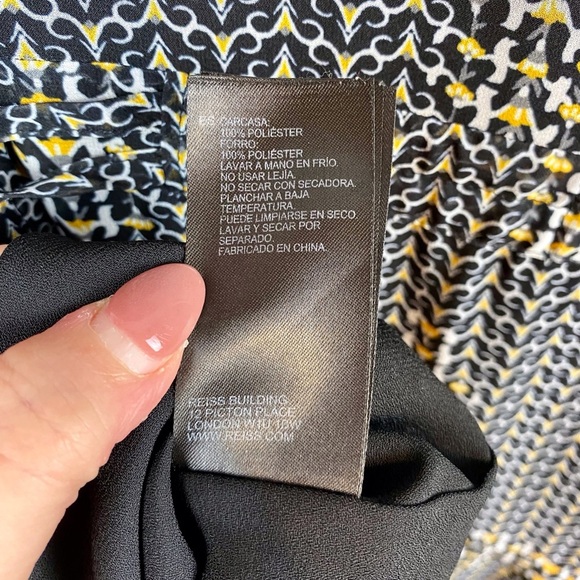 REISS Stefania Printed Dress in Black Yellow Multi Size 8. - Picture 8 of 16